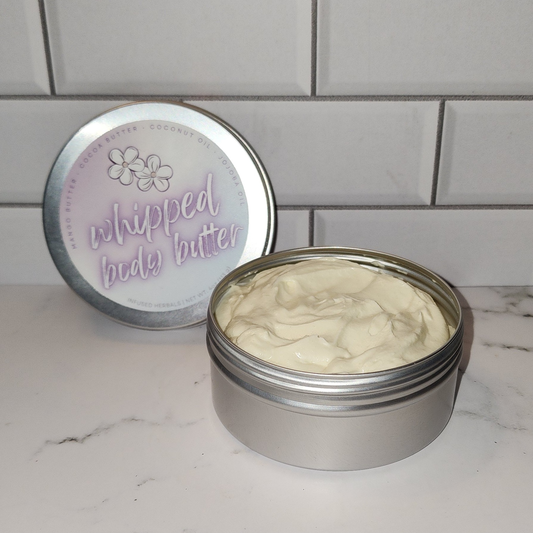 4oz aluminum tin with lid for homemade whipped body butter.