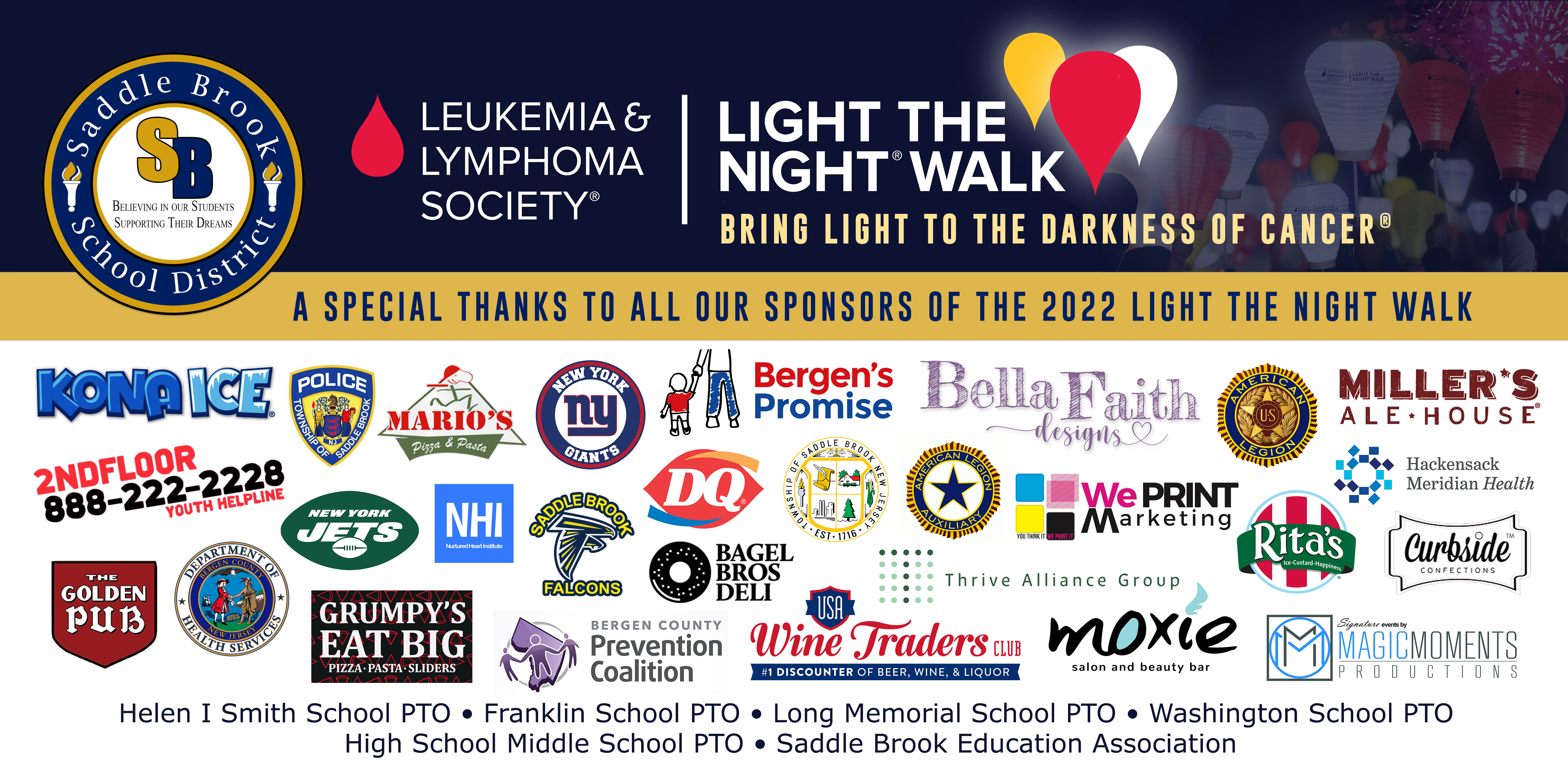 A sponsor banner for Light the Night Walk designed by Bella Faith Designs.